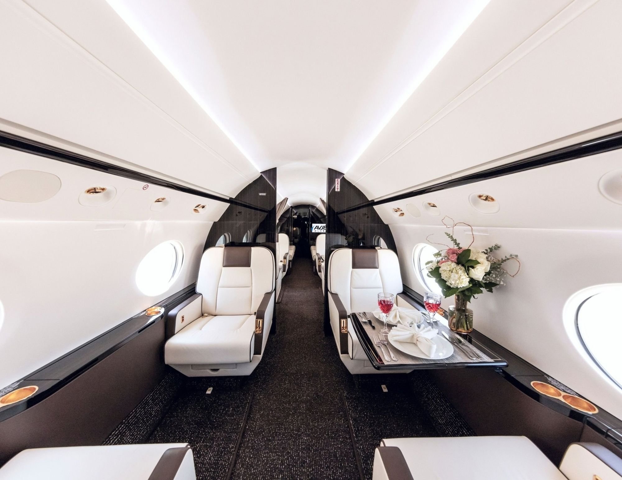 Forward cabin of a 1999 Gulfstream GV, view looking aft