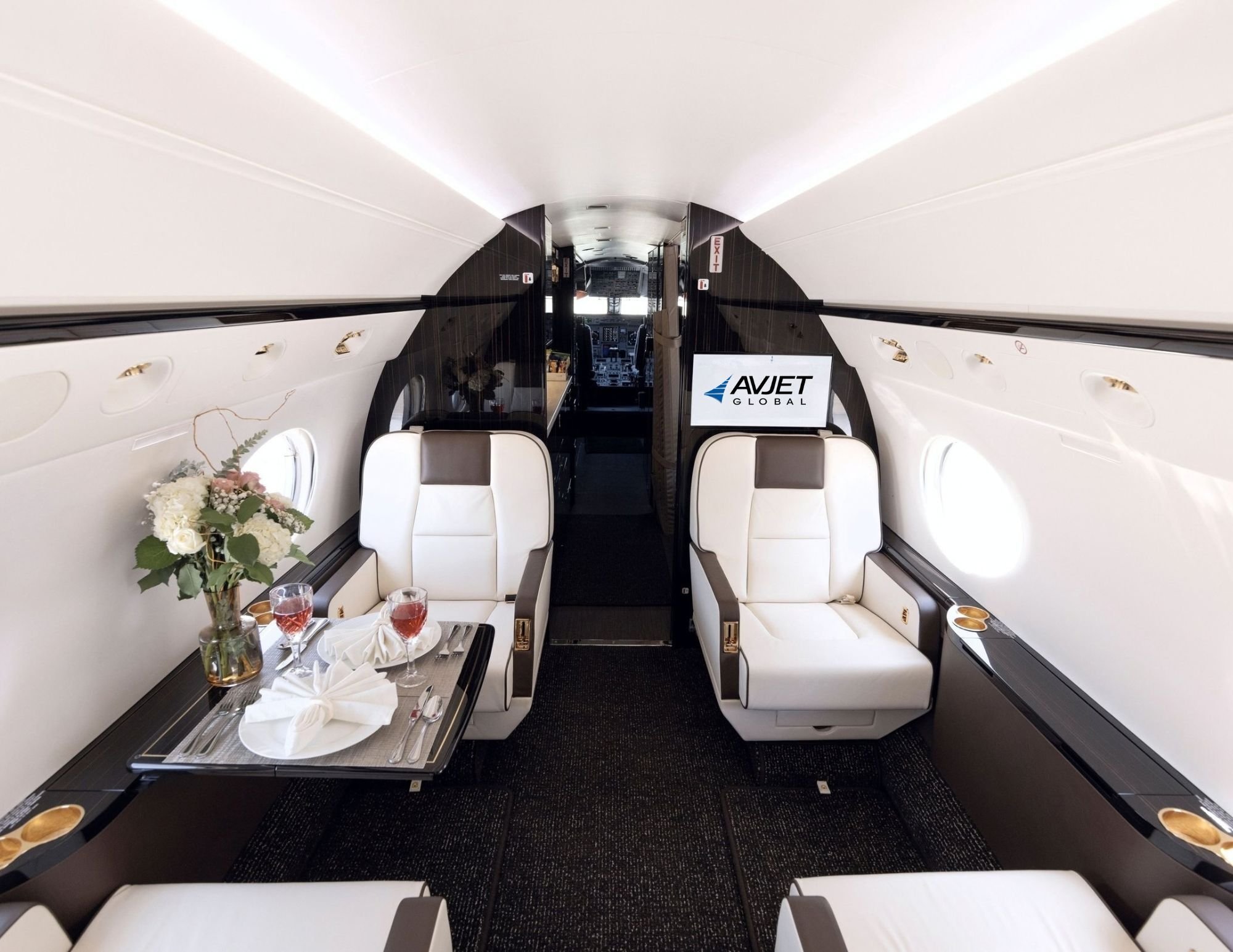 Forward cabin of a 1999 Gulfstream GV, view looking forward