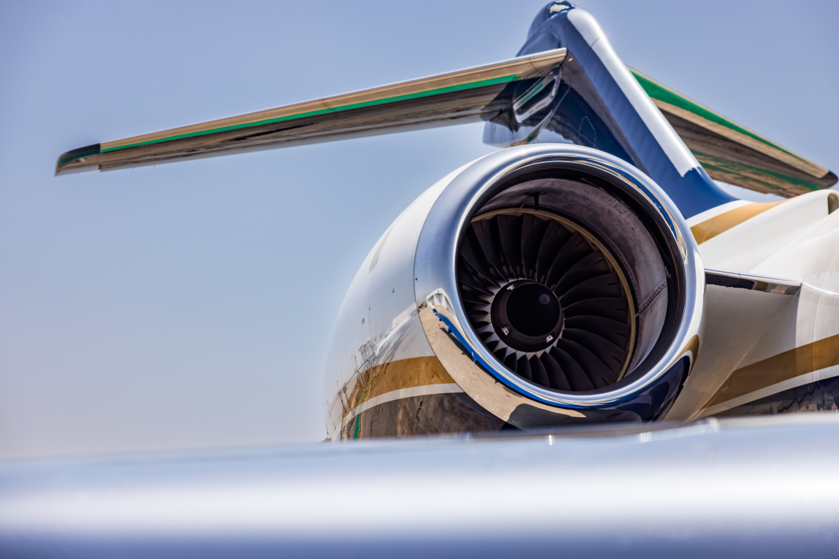 Exterior view of a 2006 Bombardier Global XRS jet, showcasing the Rolls Royce BR700-710A2-20 engines.