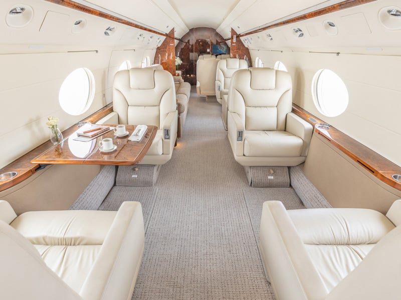 Luxury interior of an N66ZG aircraft
