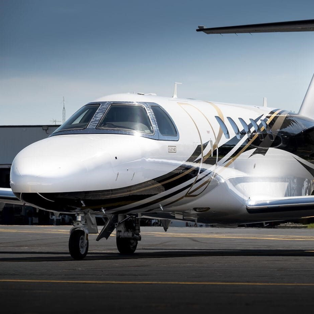 Exterior view of the sleek and modern 2023 Citation CJ4 Gen2 private jet.