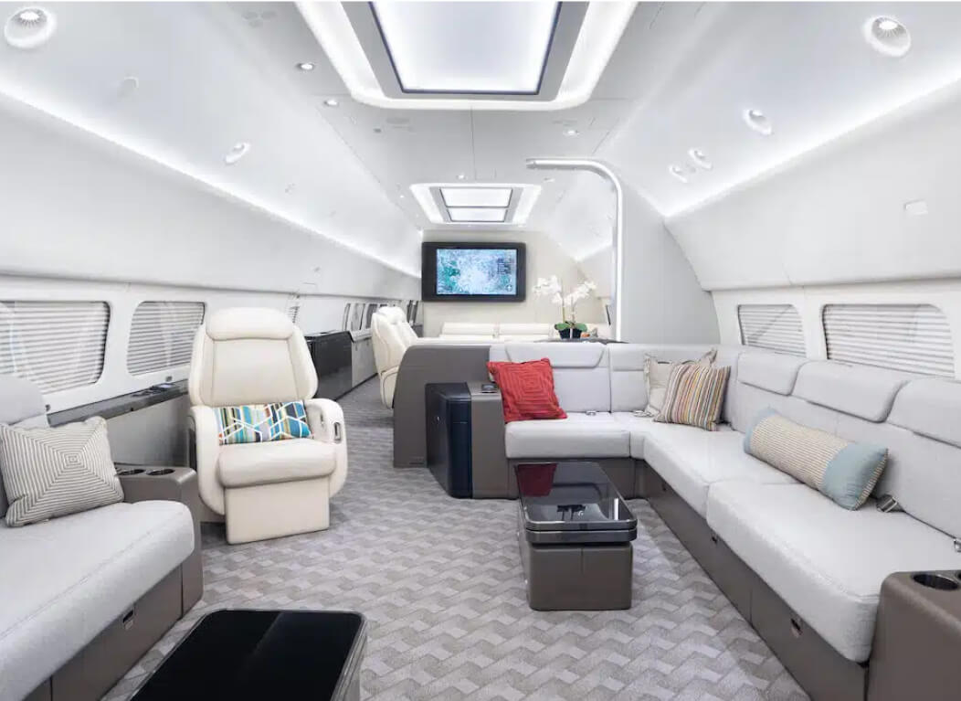 Interior of Boeing business jet